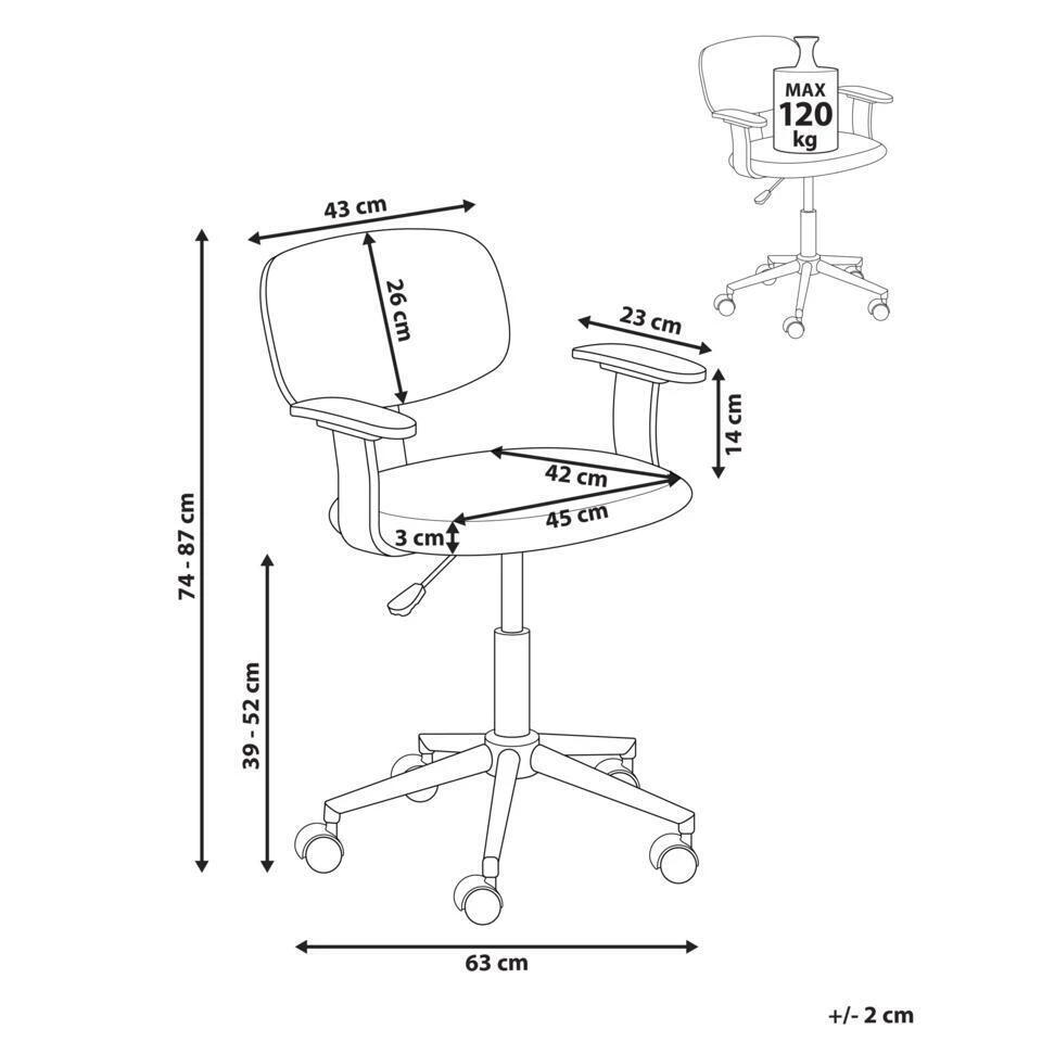 GUNNISON - Bureaustoel - Lichtgrijs - Linnen 6 GUNNISON - Bureaustoel - Lichtgrijs - Linnen - Afbeelding 4
