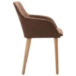 VidaXL Eetkamerstoelen 2 St Stof En Massief Eikenhout Bruin -Meubelwinkel 7b863497332542f0953d4d4702b9aef6