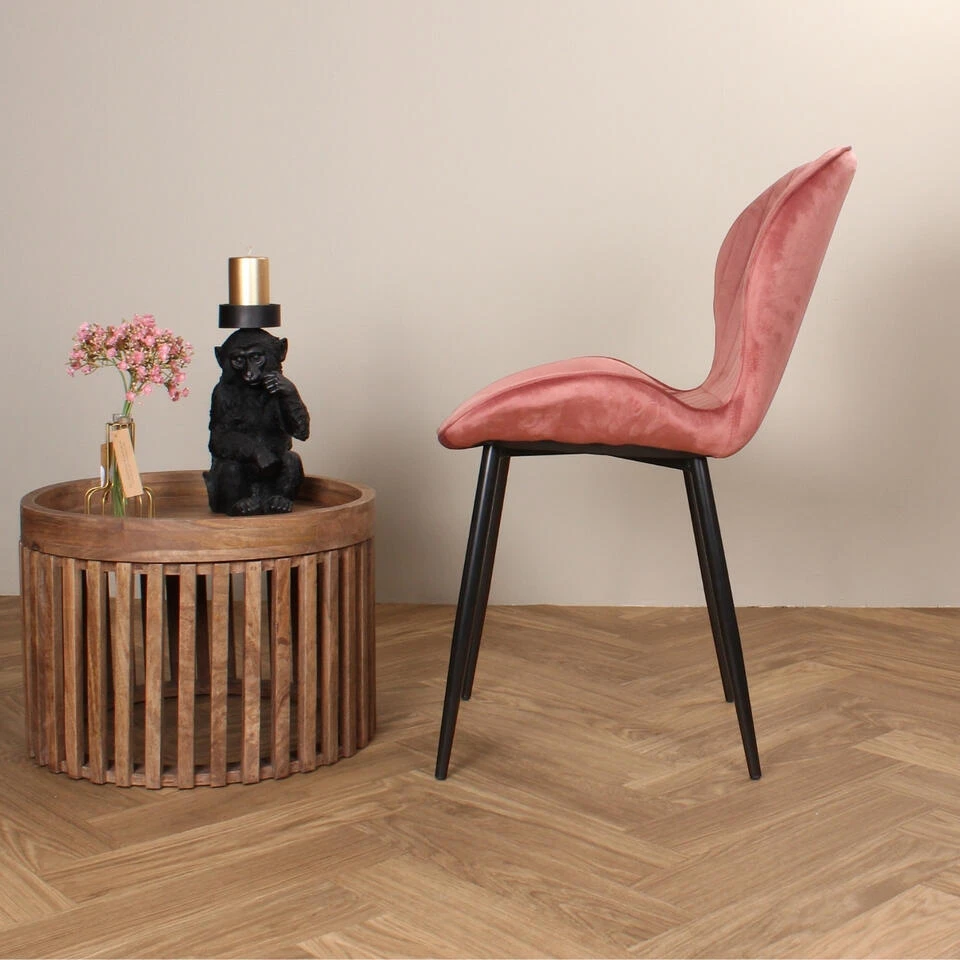 DS4U - Giulia Eetkamerstoel Velvet Roze 6 DS4U - Giulia Eetkamerstoel Velvet Roze - Afbeelding 4