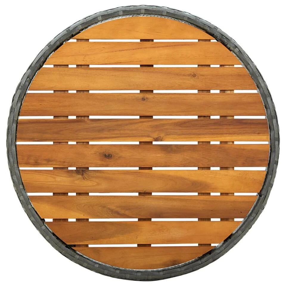 VidaXL Tafeltje 60 Cm Poly Rattan En Massief Acaciahout Grijs 6 VidaXL Tafeltje 60 Cm Poly Rattan En Massief Acaciahout Grijs - Afbeelding 4