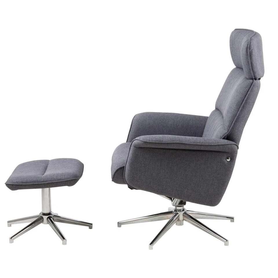 Relaxfauteuil Corsas - Stof - Donkergrijs (incl. Voetenbank) 5 Relaxfauteuil Corsas - Stof - Donkergrijs (incl. Voetenbank) - Afbeelding 3