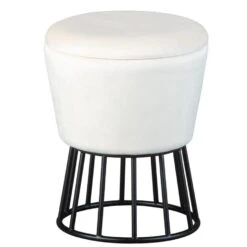 Kruk Ireen - Wit/zwart - 42x34x34 Cm