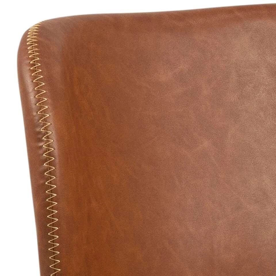 Eetkamerstoel Helgum - Lederlook - Cognac/zwart (2 Stuks) 6 Eetkamerstoel Helgum - Lederlook - Cognac/zwart (2 Stuks) - Afbeelding 4