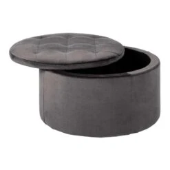 Poef Debussy - Donkergrijs - 35xØ60 Cm -Meubelwinkel 81026491 0200