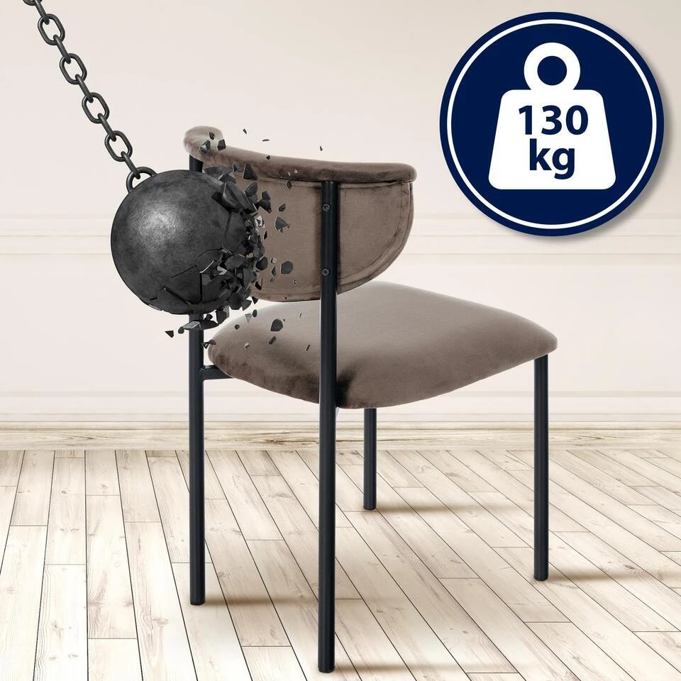 CLP Eetkamerstoel Gambell Fluweel - Bruin 6 CLP Eetkamerstoel Gambell Fluweel - Bruin - Afbeelding 4