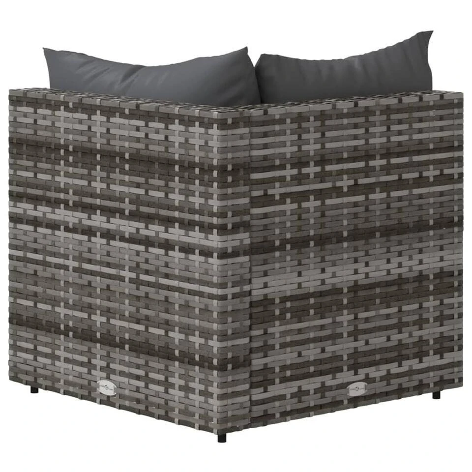 VidaXL - Tuinhoekbank - Grijs - Poly Rattan - Met Kussens 7 VidaXL - Tuinhoekbank - Grijs - Poly Rattan - Met Kussens - Afbeelding 5