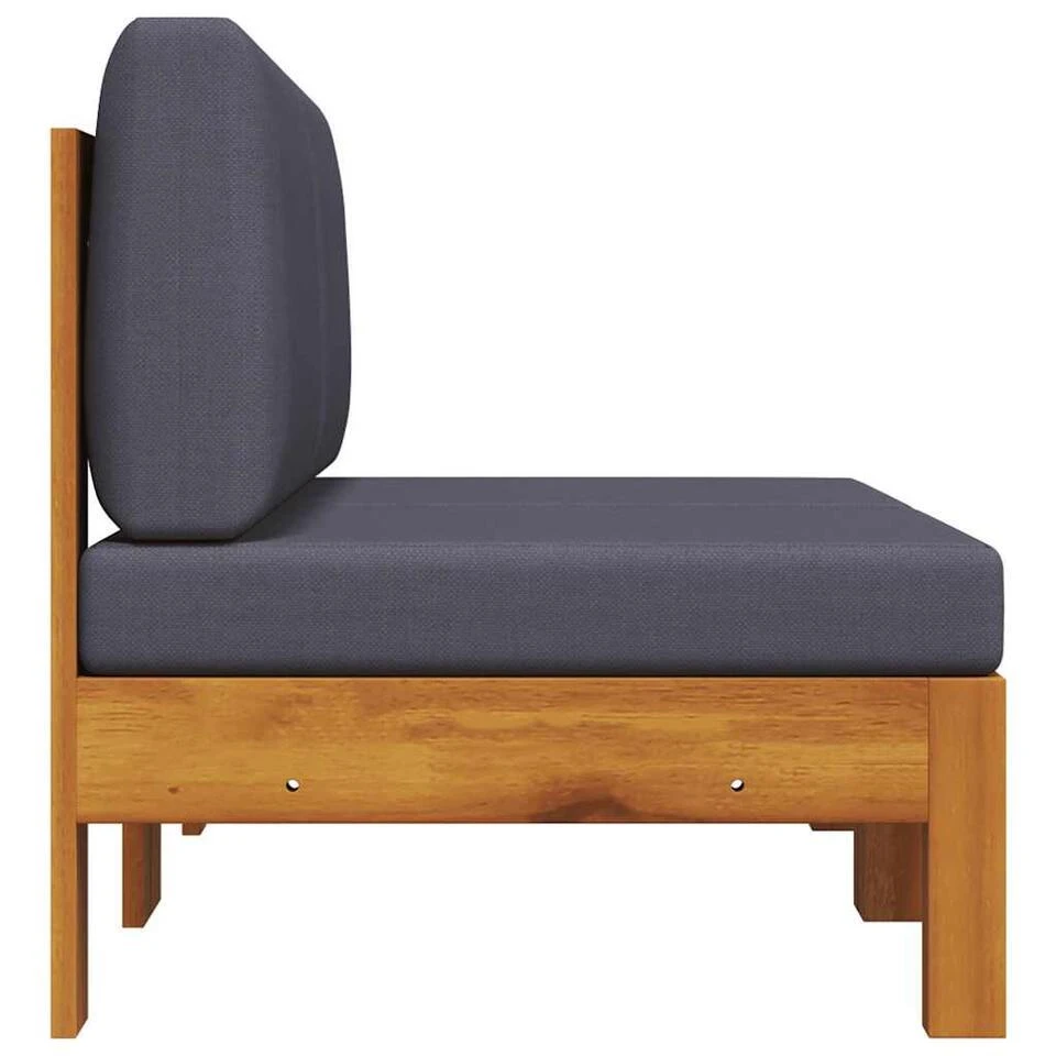 VidaXL - Middenbanken - Grijs - Acaciahout - 2 Stuks - Met Kussens 7 VidaXL - Middenbanken - Grijs - Acaciahout - 2 Stuks - Met Kussens - Afbeelding 5