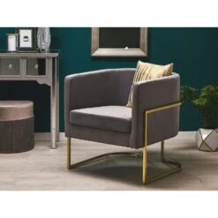 Beliani Fauteuil SIRKKA - Grijs Fluweel -Meubelwinkel 84bcffb7ffea4b70934ed20b9cf6ef74