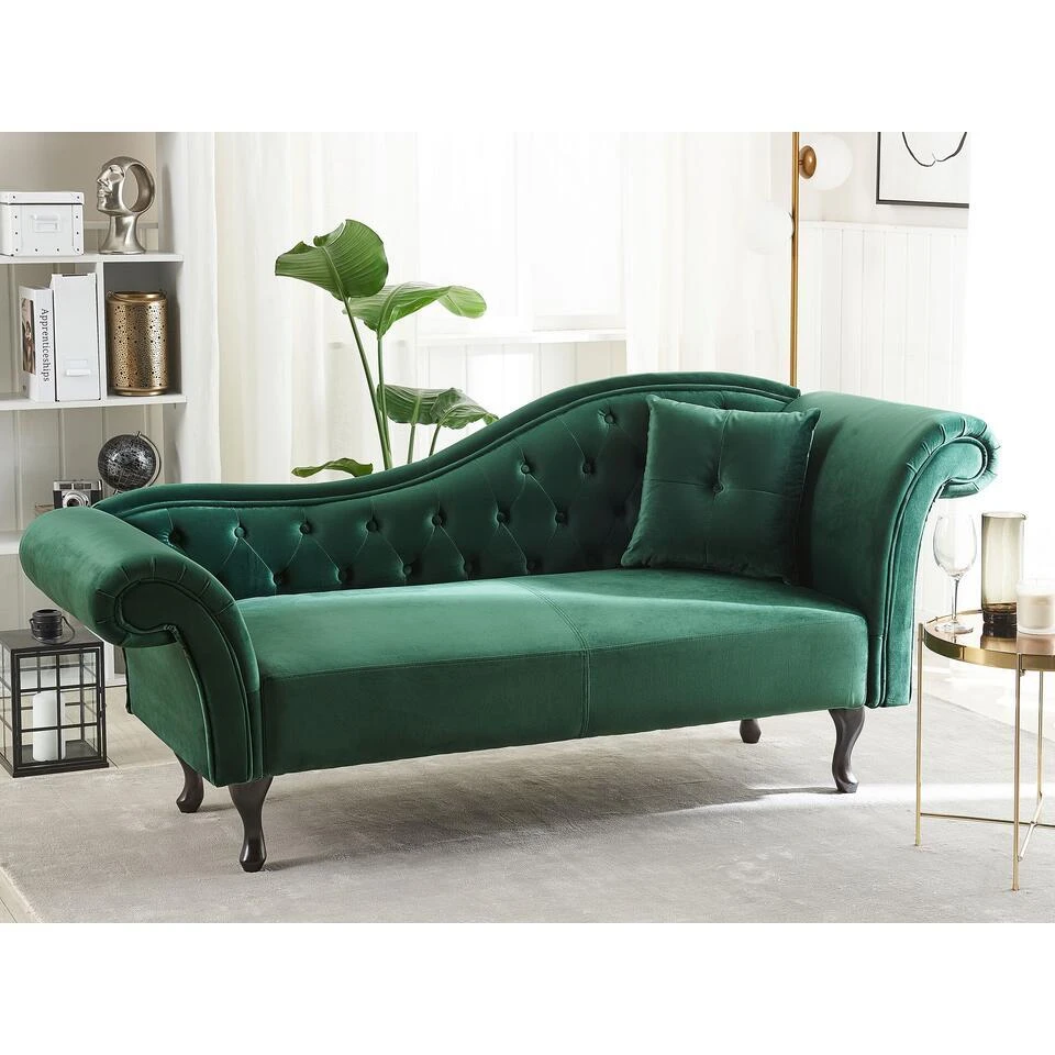 LATTES - Chaise Longue - Groen - Rechterzijde - Fluweel 4 LATTES - Chaise Longue - Groen - Rechterzijde - Fluweel - Afbeelding 2