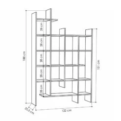 CALICOSY - Rek MANCO - Eik - 188x122x25,5 Cm -Meubelwinkel 87d9c1d5972640b5ba89a9b6395921ba
