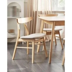 LYNN - Eetkamerstoel Set Van 2 - Lichte Houtkleur - Rubberhout -Meubelwinkel 8812d9ce63804c02b55f1e6c2a281598