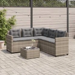 VidaXL - Tuinbank Voor 5 Met Kussens Grijs Poly Rattan 3 Stuks -Meubelwinkel 8ac89bbca66d4887bc77d664df142bba