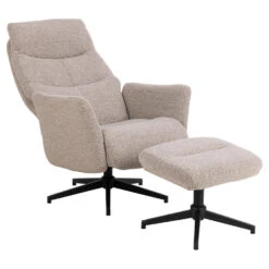 Hioshop London Fauteuil Recliner Met Voetenbank Bouclé Beige -Meubelwinkel 8f4dd2c048604a31b85b16cae033963f