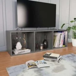 VidaXL Boekenkast/tv-meubel 36x30x114 Cm Bewerkt Hout Hoogglans Grijs -Meubelwinkel 9091d5a25d624c56b5bfab2ce9abe369