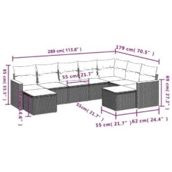 VidaXL 9-delige Loungeset Voor 9 Met Kussens En Krukken - Gris - Poly Rattan -Meubelwinkel 91197e4bb14042adbb0ea3025d31b510