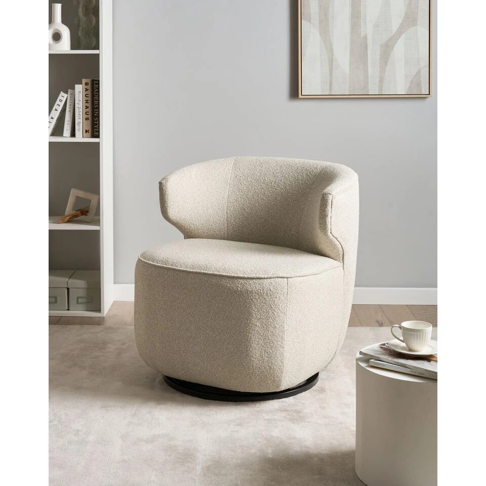 MOLLEBY - Fauteuil - Lichtbeige - Bouclé 4 MOLLEBY - Fauteuil - Lichtbeige - Bouclé - Afbeelding 2