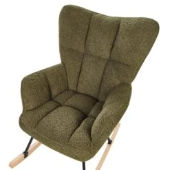 OULU - Schommelstoel - Donkergroen - Bouclé -Meubelwinkel 92e65057e2df45358a4848156a0e356d