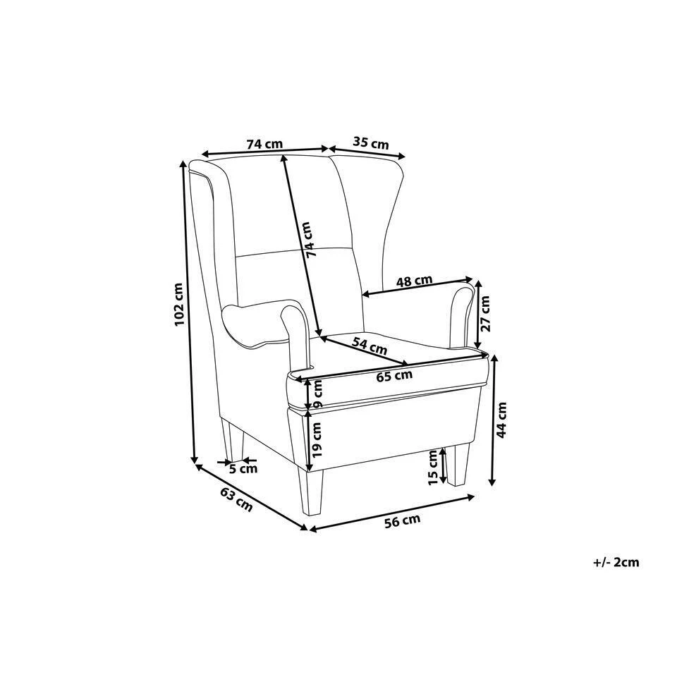 Beliani Oorfauteuil ABSON - Beige Polyester 5 Beliani Oorfauteuil ABSON - Beige Polyester - Afbeelding 3
