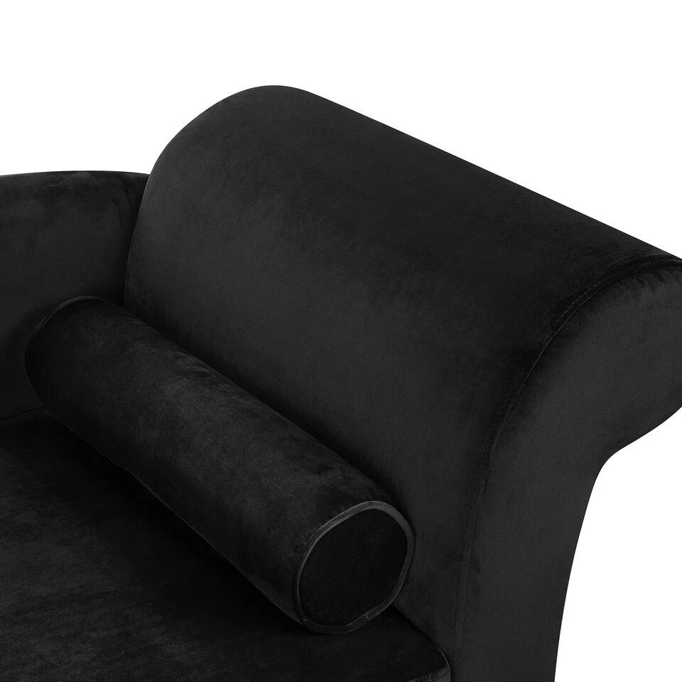 LUIRO - Chaise Longue - Zwart - Rechterzijde - Fluweel 12 LUIRO - Chaise Longue - Zwart - Rechterzijde - Fluweel - Afbeelding 10