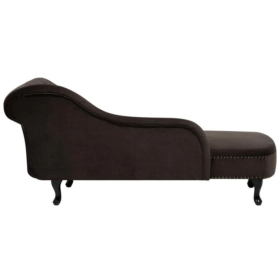 NIMES - Chaise Longue - Bruin - Rechterzijde - Fluweel 8 NIMES - Chaise Longue - Bruin - Rechterzijde - Fluweel - Afbeelding 6