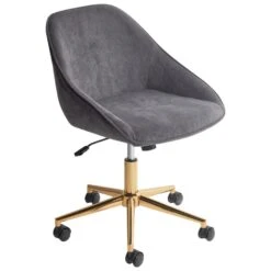 BARDSDALE - Bureaustoel - Donkergrijs - Fluweel -Meubelwinkel 99a96d7e8397407a9ac3cbef88784529