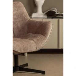 WOOOD Wibo Draaifauteuil - Chenille - Taupe - 94x71x83 -Meubelwinkel 99c3585910a747f6aa923d5d28b696fc