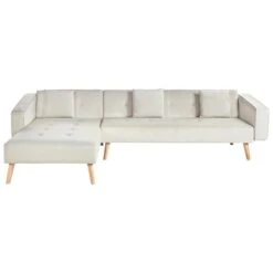 VADSO - Hoekslaapbank - Lichtbeige - Rechterzijde - Fluweel -Meubelwinkel 9b555e71f9f1421aaa76530865f74275