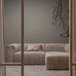 WOOOD Bean Chaise Longue Bank Rechts - Ribstof - Travertin -73x254x178 -Meubelwinkel 9c2cda52c7fc4130845eb6f7cd6ccd17