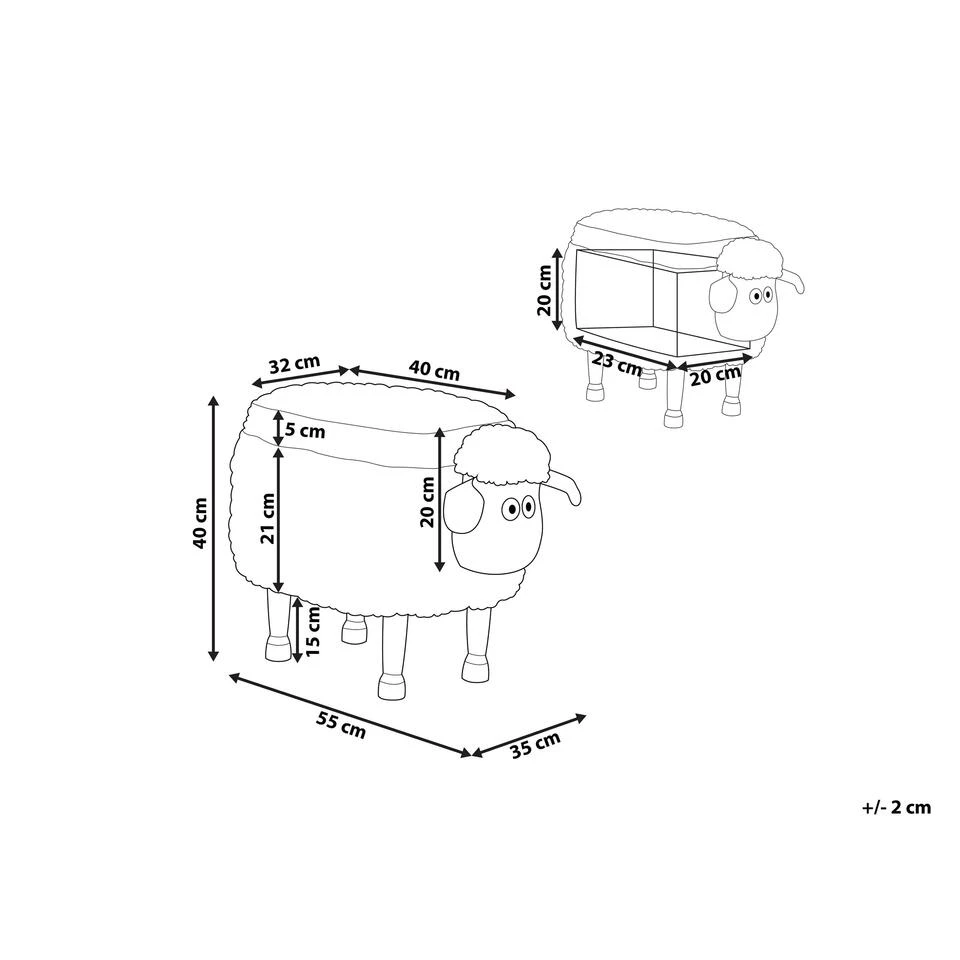 Beliani Dierenhocker SHEEP - Wit Polyester 5 Beliani Dierenhocker SHEEP - Wit Polyester - Afbeelding 3