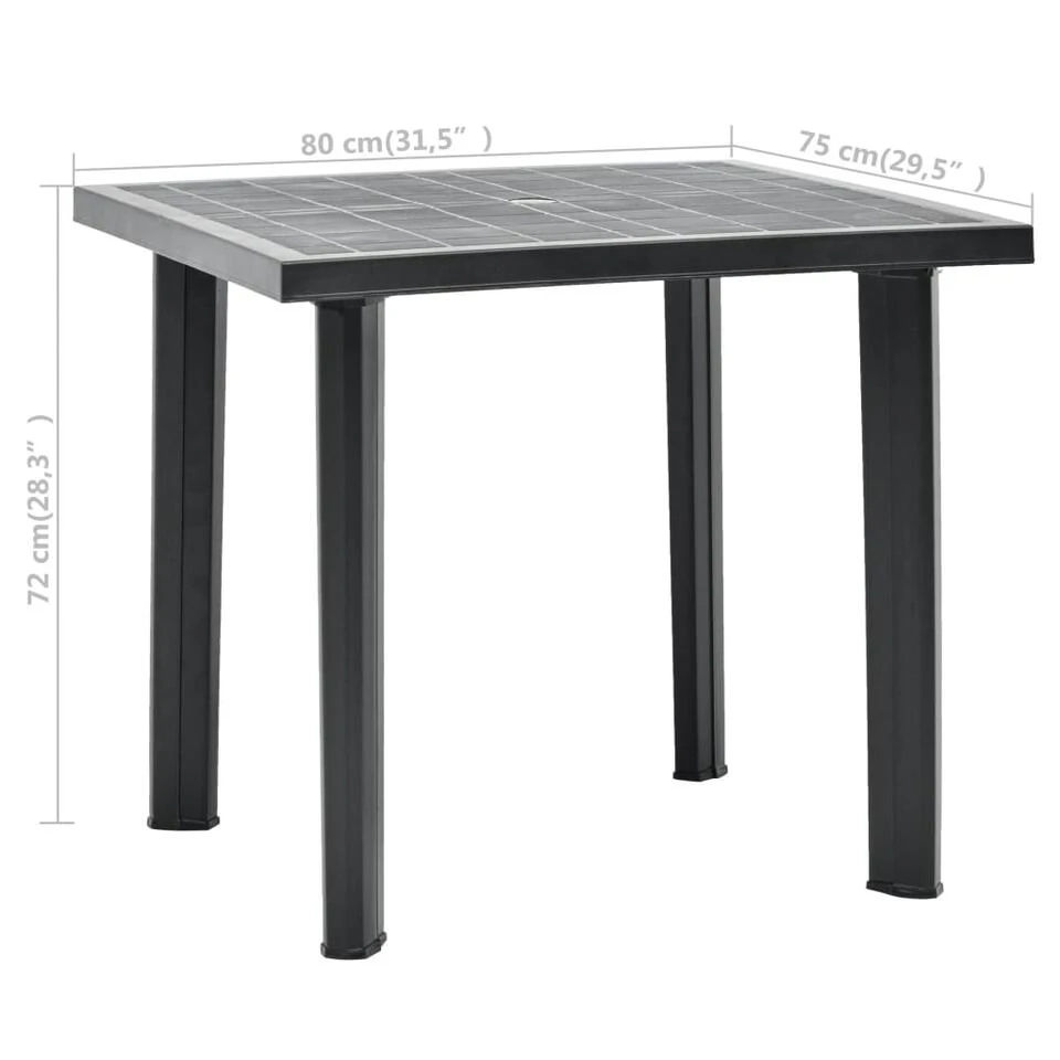 VidaXL Tuintafel 80x75x72 Cm Kunststof Antraciet 6 VidaXL Tuintafel 80x75x72 Cm Kunststof Antraciet - Afbeelding 4