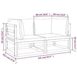 VidaXL - Hoekbanken Sectioneel - Taupe - Acaciahout - 2 Stuks -Meubelwinkel a1c8e7d89c7644cc975eadefab2799d3
