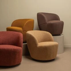 WOOOD Serra Draaifauteuil - Melange Stof - Curry - 68x70x77 -Meubelwinkel a1ce135225d84ba8a1cce7209067b764