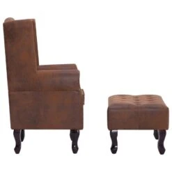 VidaXL Fauteuil En Voetenbank Chesterfield-stijl Kunstsuède Bruin -Meubelwinkel a2879054251d4744b17e532ce32deb87
