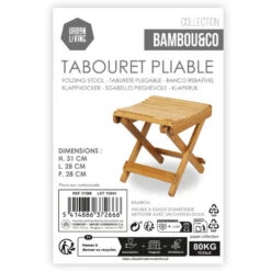 Merkloos Urban Living Bijzet Kruk - Inklapbare Kruk - Bamboe - 28 X 31 Cm -Meubelwinkel a39a1e0249984be9883a85eea66091e9