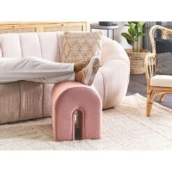 Beliani Poef MODOC - Roze Fluweel -Meubelwinkel a63c74d8ecfa454991e451f34c180e26