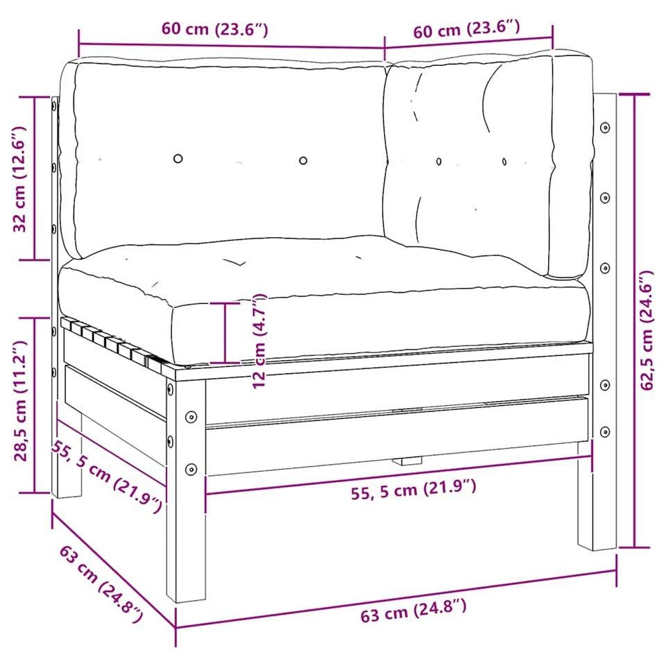 VidaXL - Loungeset - Grijs - Grenenhout - 3 Stuks - Met Kussens 4 VidaXL - Loungeset - Grijs - Grenenhout - 3 Stuks - Met Kussens - Afbeelding 2