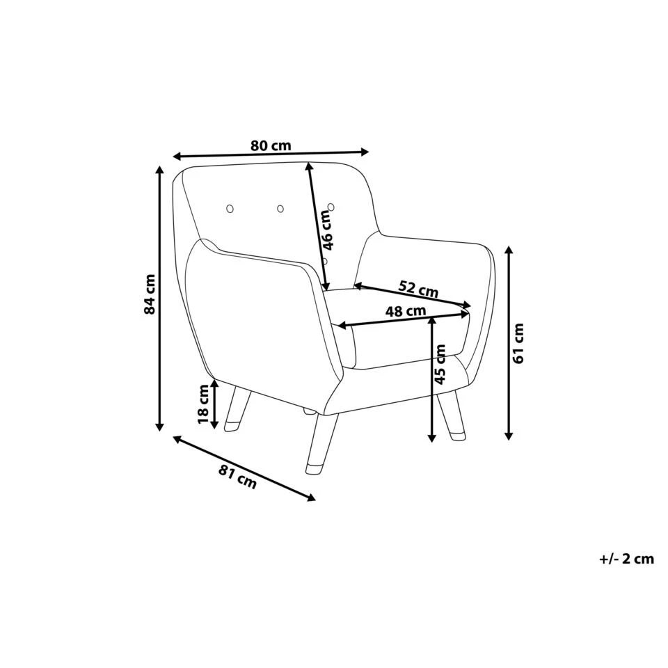 Beliani Fauteuil BODO - Grijs Fluweel 5 Beliani Fauteuil BODO - Grijs Fluweel - Afbeelding 3
