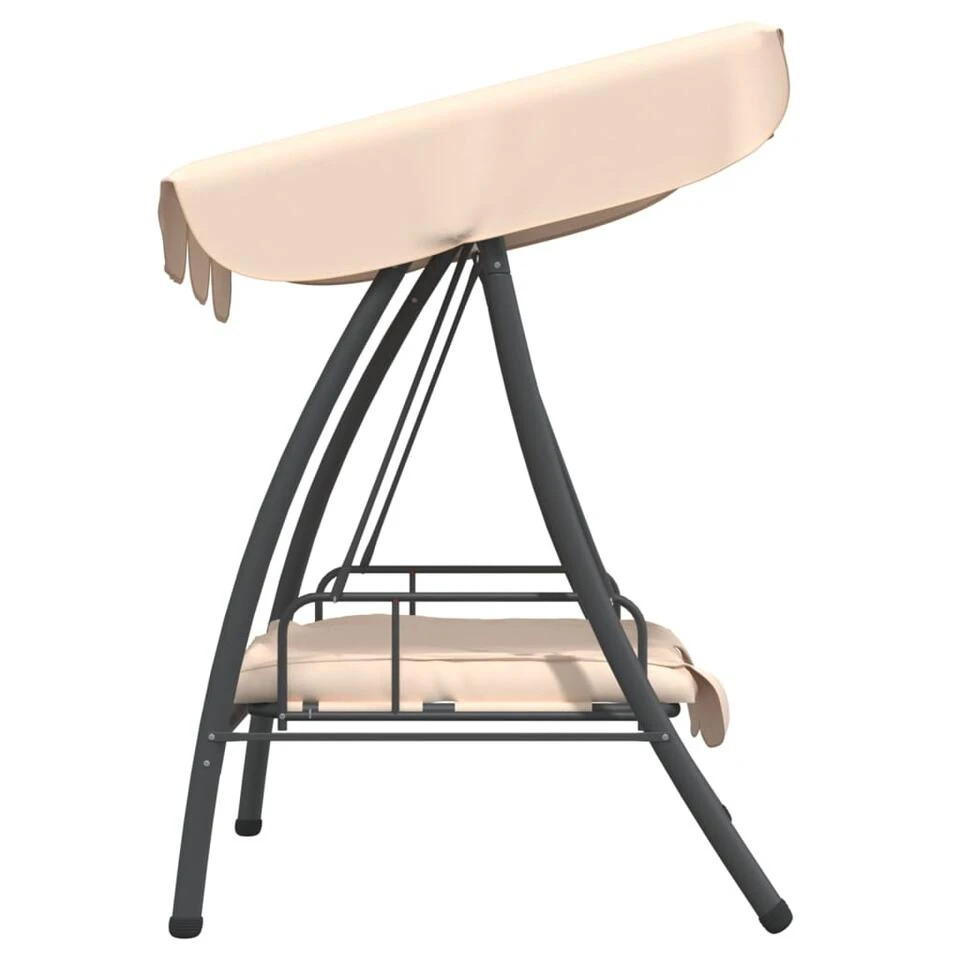 VidaXL Schommelbank Voor Buiten Met Luifel Zandwit 5 VidaXL Schommelbank Voor Buiten Met Luifel Zandwit - Afbeelding 3