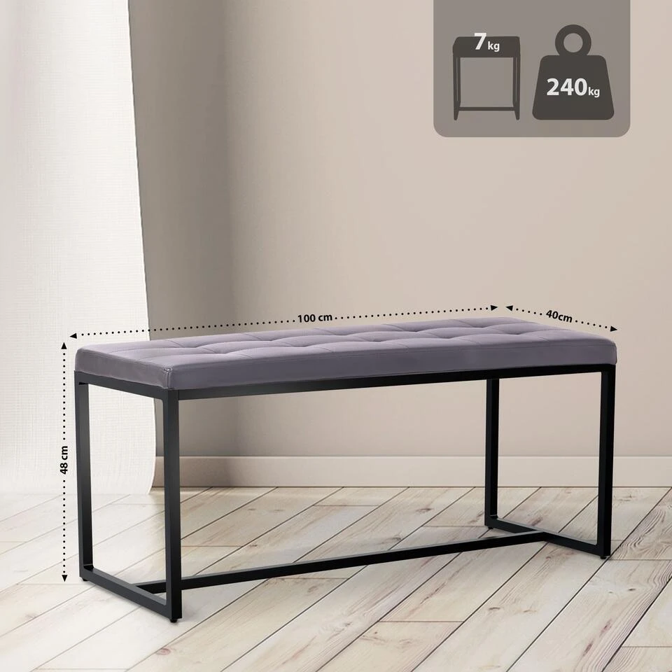 CLP 2-zits Bankje Barci 100 Cm - Grijs 4 CLP 2-zits Bankje Barci 100 Cm - Grijs - Afbeelding 2