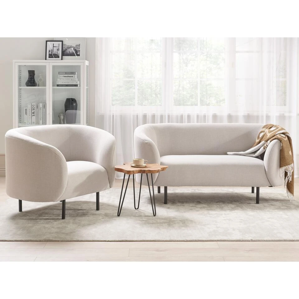 Beliani Fauteuil LOEN - Beige Polyester 5 Beliani Fauteuil LOEN - Beige Polyester - Afbeelding 3