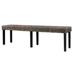 VidaXL Bankje 160 Cm Natuurlijk Kubu Rattan En Massief Mangohout Zwart -Meubelwinkel af98d8c573b74eea9056cde2c22e6a63