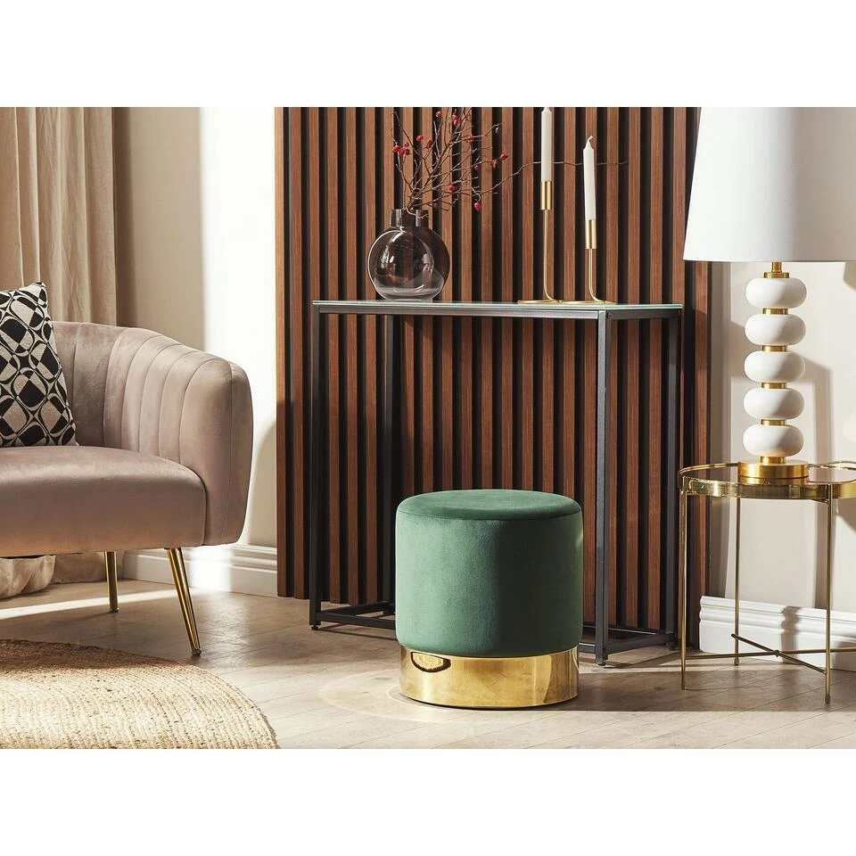 SOPHIA - Poef - Donkergroen - 39 Cm - Fluweel 4 SOPHIA - Poef - Donkergroen - 39 Cm - Fluweel - Afbeelding 2