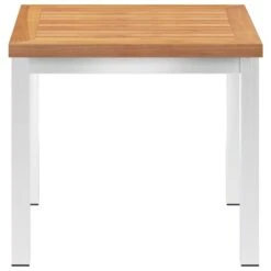 VidaXL - Tuinbijzettafel - Massief Teakhout En Roestvrij Staal - 45x45x38 Cm -Meubelwinkel b02435eadd9342ebb9152c799535f4ac