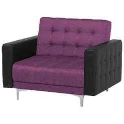 Beliani Fauteuil ABERDEEN - Paars Polyester -Meubelwinkel b55be51ec2bc4cd2a9a9954f67476014
