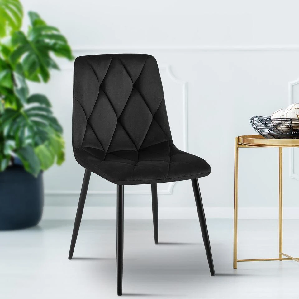 CLP Eetkamerstoel Clairton Zwart Frame - Fluweel - Zwart 5 CLP Eetkamerstoel Clairton Zwart Frame - Fluweel - Zwart - Afbeelding 3