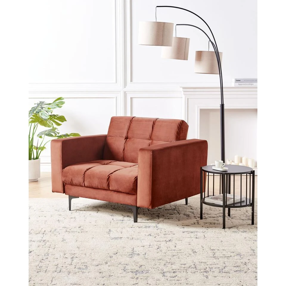 ALNES - Fauteuil - Lichtrood - Polyester 4 ALNES - Fauteuil - Lichtrood - Polyester - Afbeelding 2