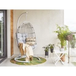 Beliani Hangstoel SESIA - Grijs Polyester, Pe Rotan 8 Beliani Hangstoel SESIA - Grijs Polyester, Pe Rotan -Meubelwinkel b9fb2f8e1061462b9a54556fdf8e9f7e