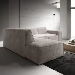 Meubella - Hoekbank Monet - Beige - Ribstof - Links -Meubelwinkel ba3ba319608f4a27a0f5c9da31f3fc43