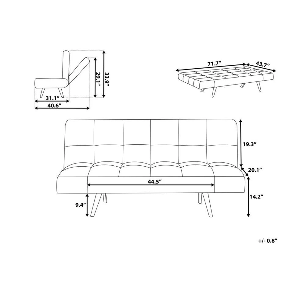 Beliani Driezitsbank - INGARO Grijs Polyester 4 Beliani Driezitsbank - INGARO Grijs Polyester - Afbeelding 2