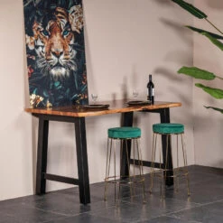 Giga Meubel Barkruk Groen Velvet Stof - Zithoogte 75cm - Gouden Onderstel - -Meubelwinkel bab542cedf374079a451269a0c380fe8